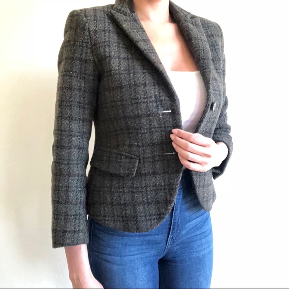 Theory Jackets & Blazers - Theory Green Tweed and Lambskin Leather Blazer